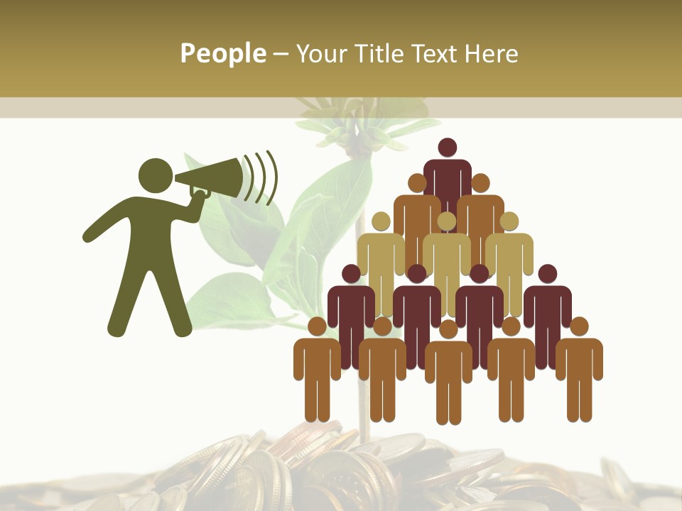 Coins And Plant, Isolated On White Background PowerPoint Template