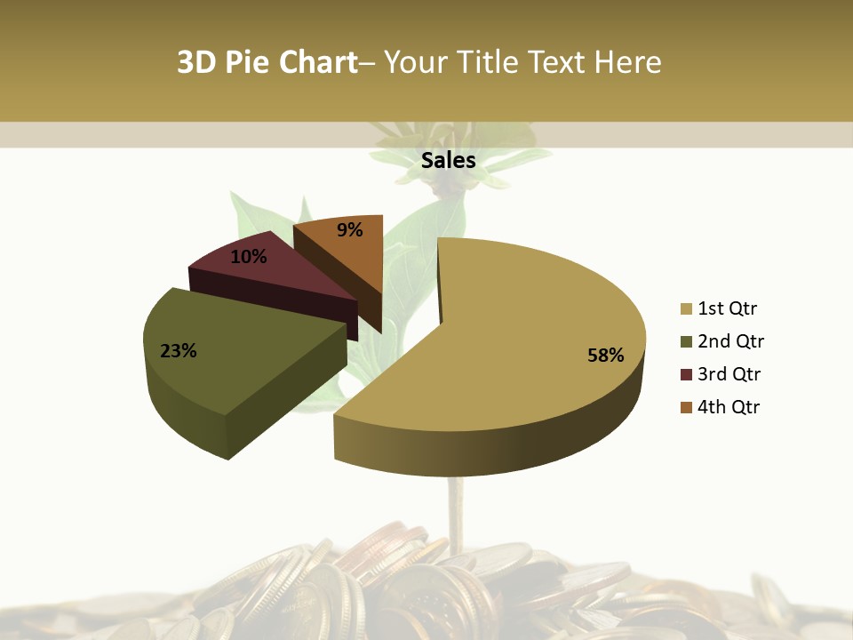 Coins And Plant, Isolated On White Background PowerPoint Template