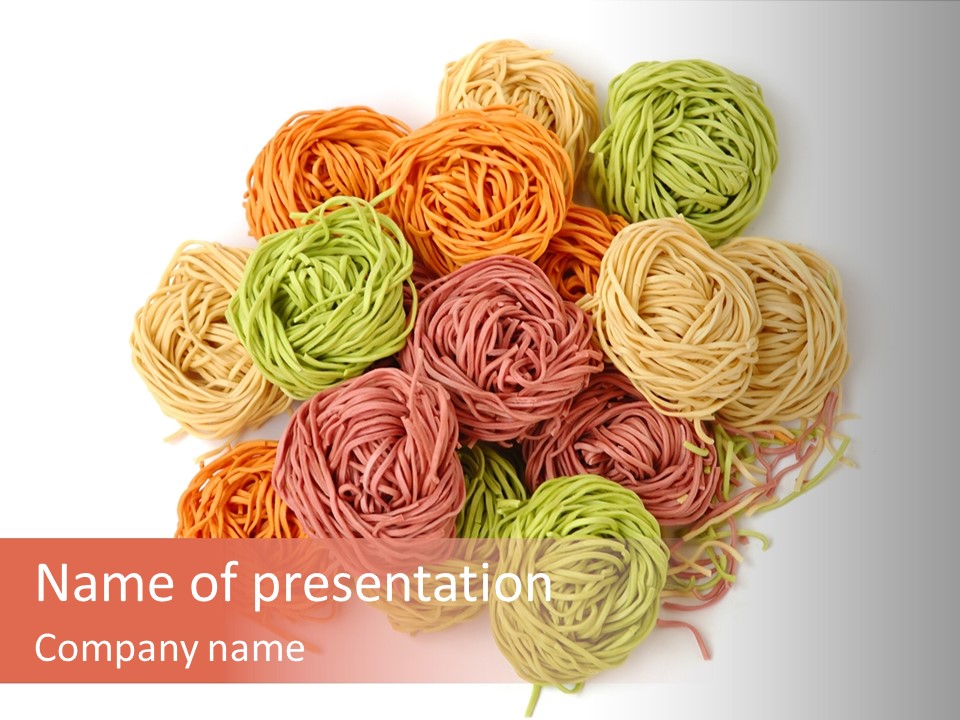 Italian Multicolored Pasta Tagliatelle On White Background PowerPoint Template