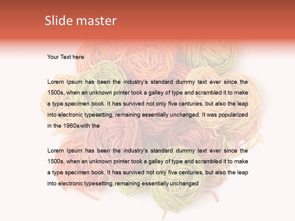 Italian Multicolored Pasta Tagliatelle On White Background PowerPoint Template