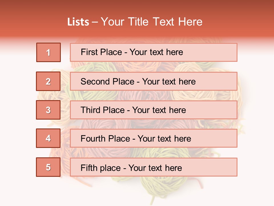 Italian Multicolored Pasta Tagliatelle On White Background PowerPoint Template