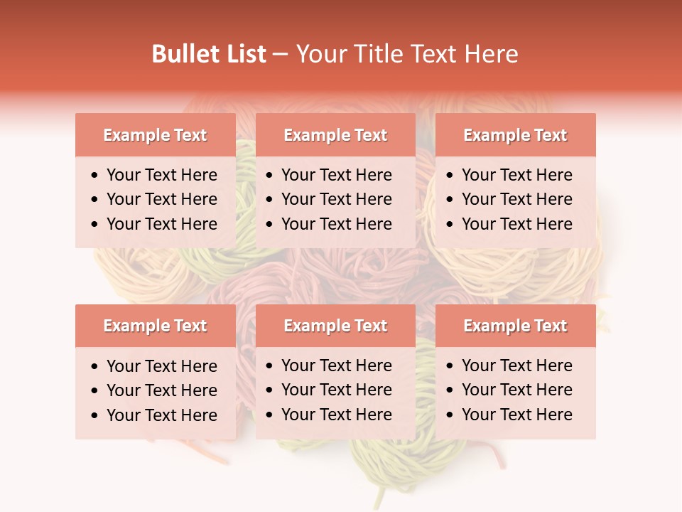 Italian Multicolored Pasta Tagliatelle On White Background PowerPoint Template