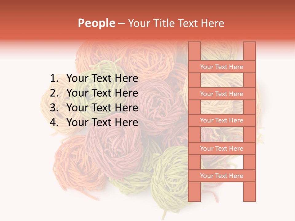 Italian Multicolored Pasta Tagliatelle On White Background PowerPoint Template