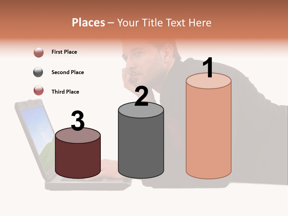 A Young Business Man With His Notebook. PowerPoint Template