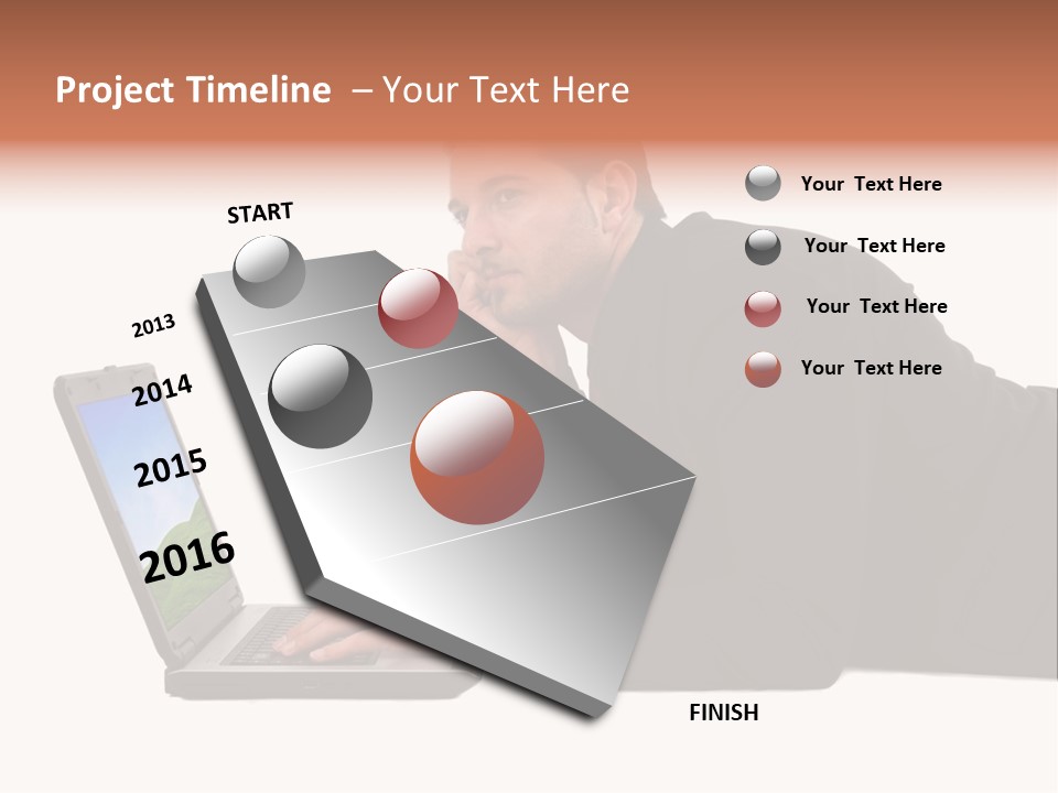 A Young Business Man With His Notebook. PowerPoint Template