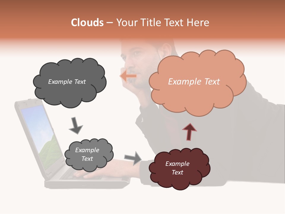 A Young Business Man With His Notebook. PowerPoint Template