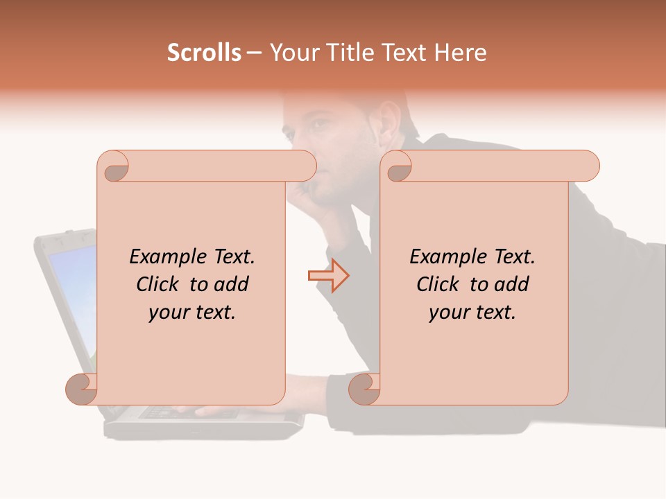 A Young Business Man With His Notebook. PowerPoint Template