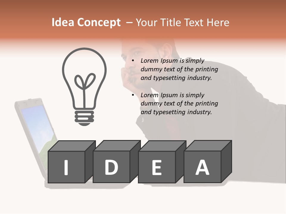 A Young Business Man With His Notebook. PowerPoint Template