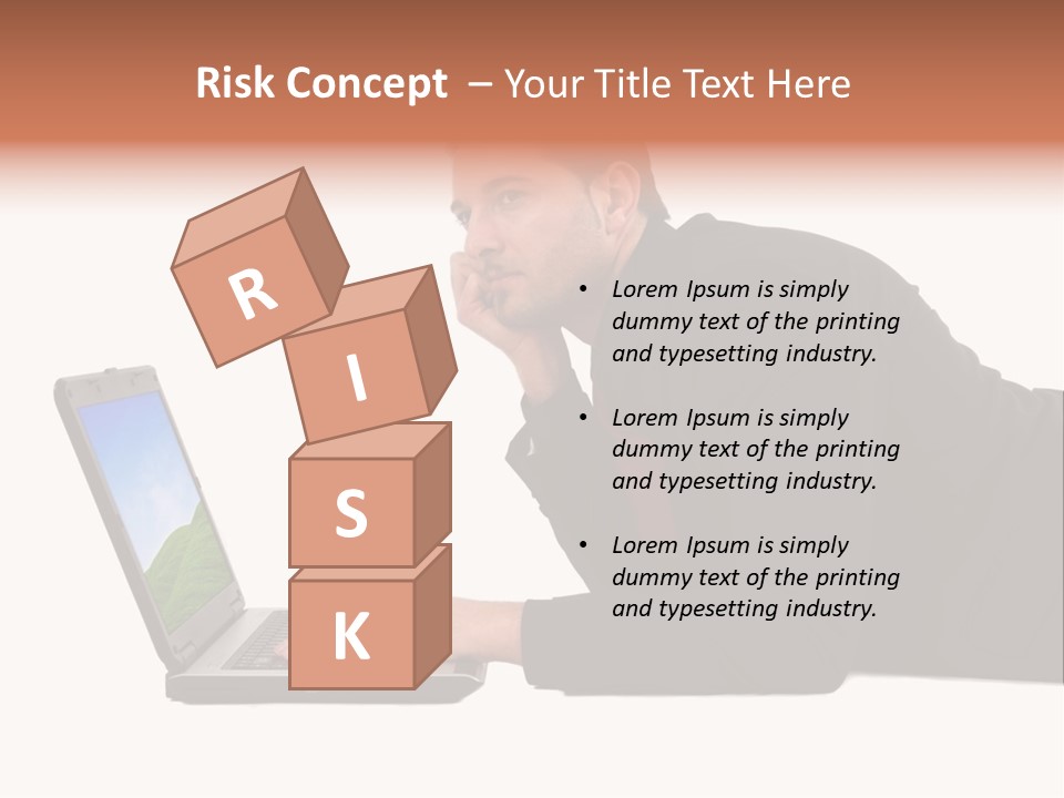 A Young Business Man With His Notebook. PowerPoint Template