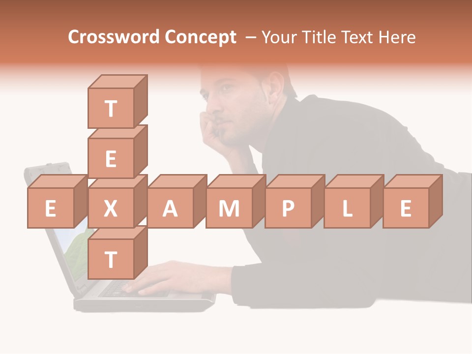 A Young Business Man With His Notebook. PowerPoint Template