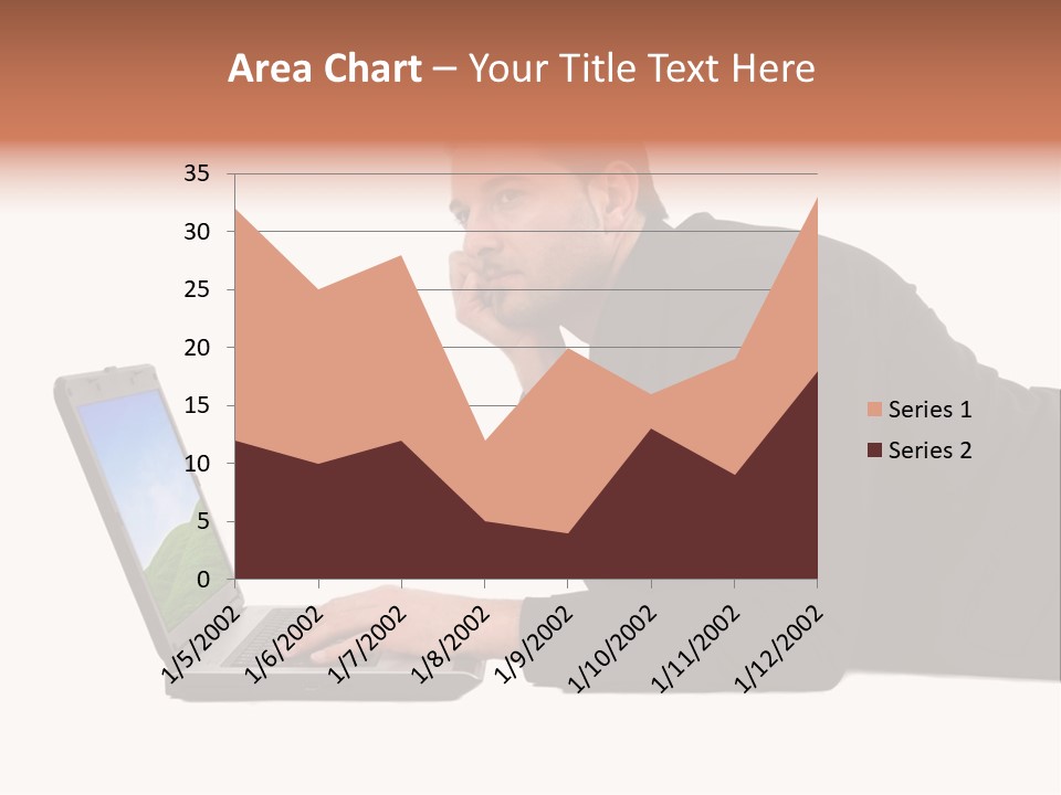 A Young Business Man With His Notebook. PowerPoint Template