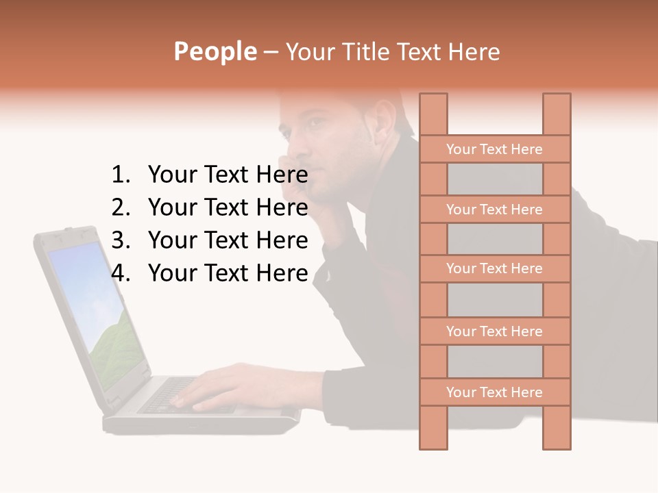 A Young Business Man With His Notebook. PowerPoint Template