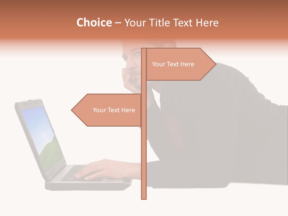 A Young Business Man With His Notebook. PowerPoint Template