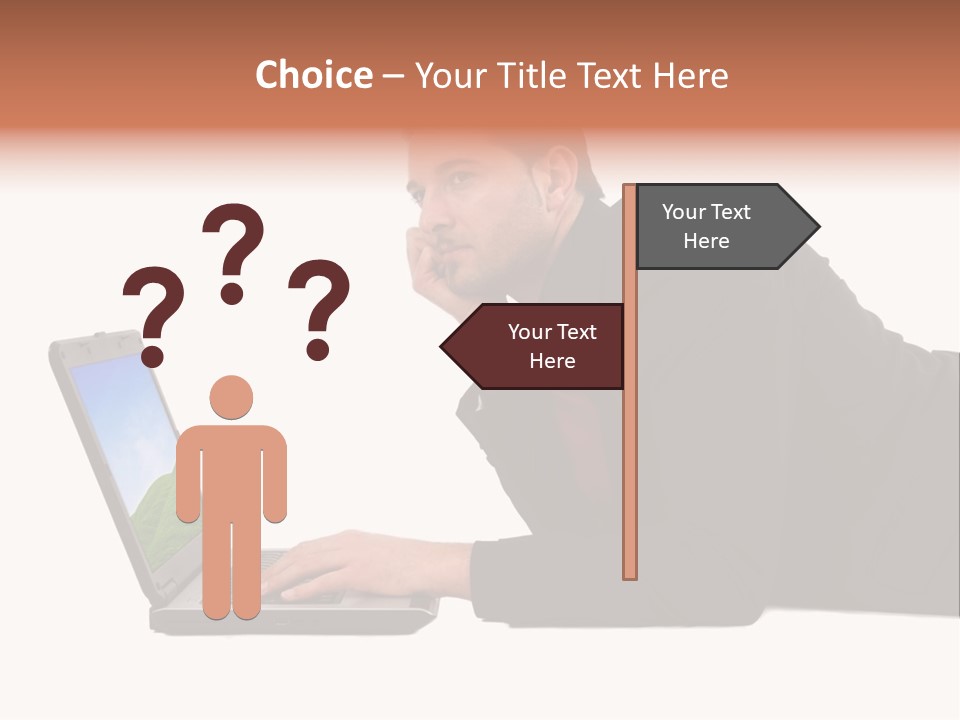 A Young Business Man With His Notebook. PowerPoint Template