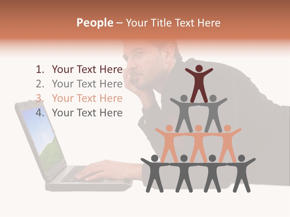 A Young Business Man With His Notebook. PowerPoint Template