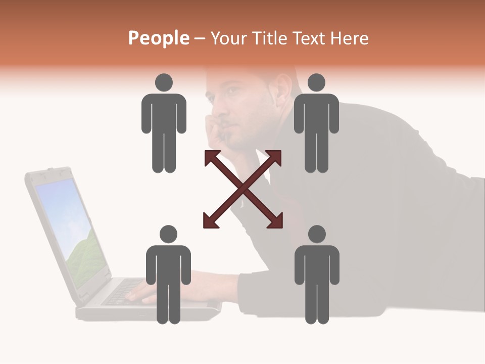 A Young Business Man With His Notebook. PowerPoint Template