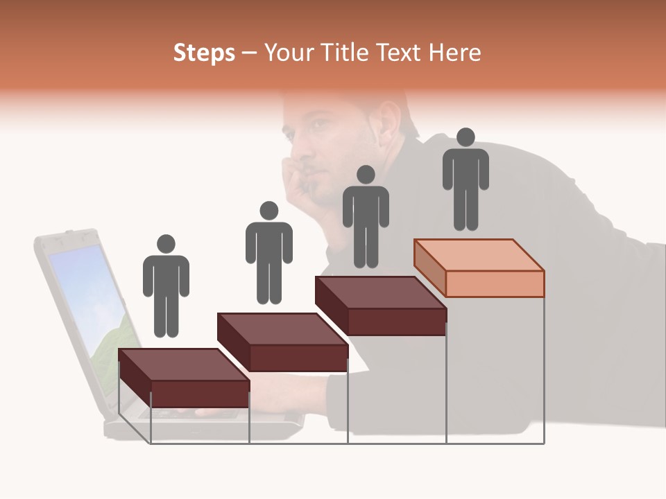 A Young Business Man With His Notebook. PowerPoint Template