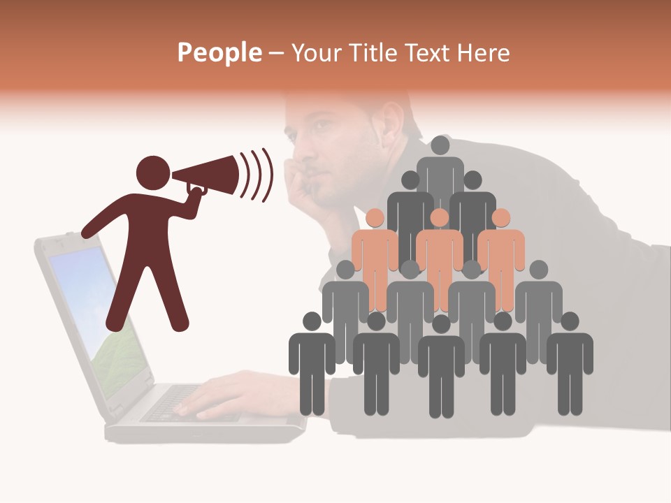 A Young Business Man With His Notebook. PowerPoint Template