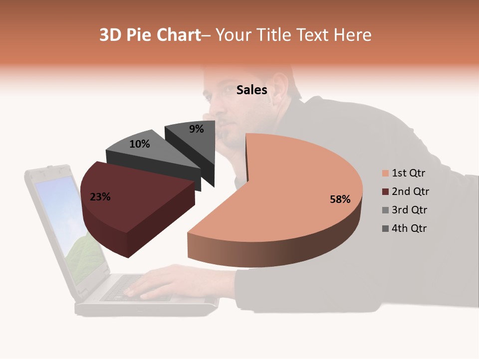 A Young Business Man With His Notebook. PowerPoint Template