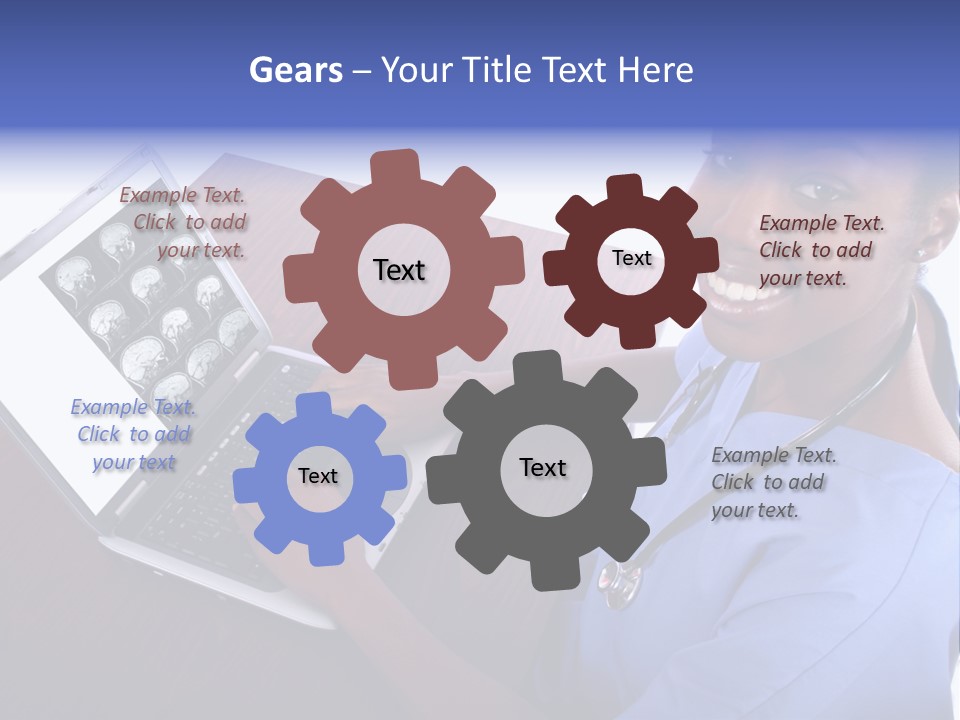 Nurse At Computer - African American PowerPoint Template