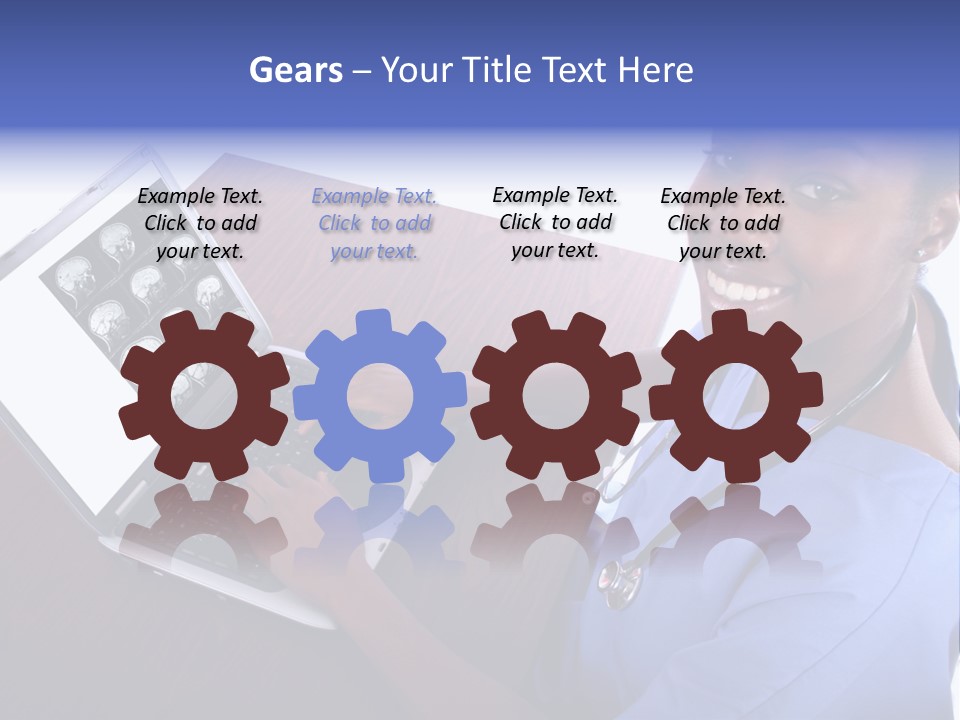 Nurse At Computer - African American PowerPoint Template