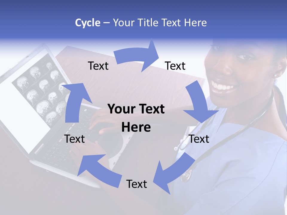 Nurse At Computer - African American PowerPoint Template