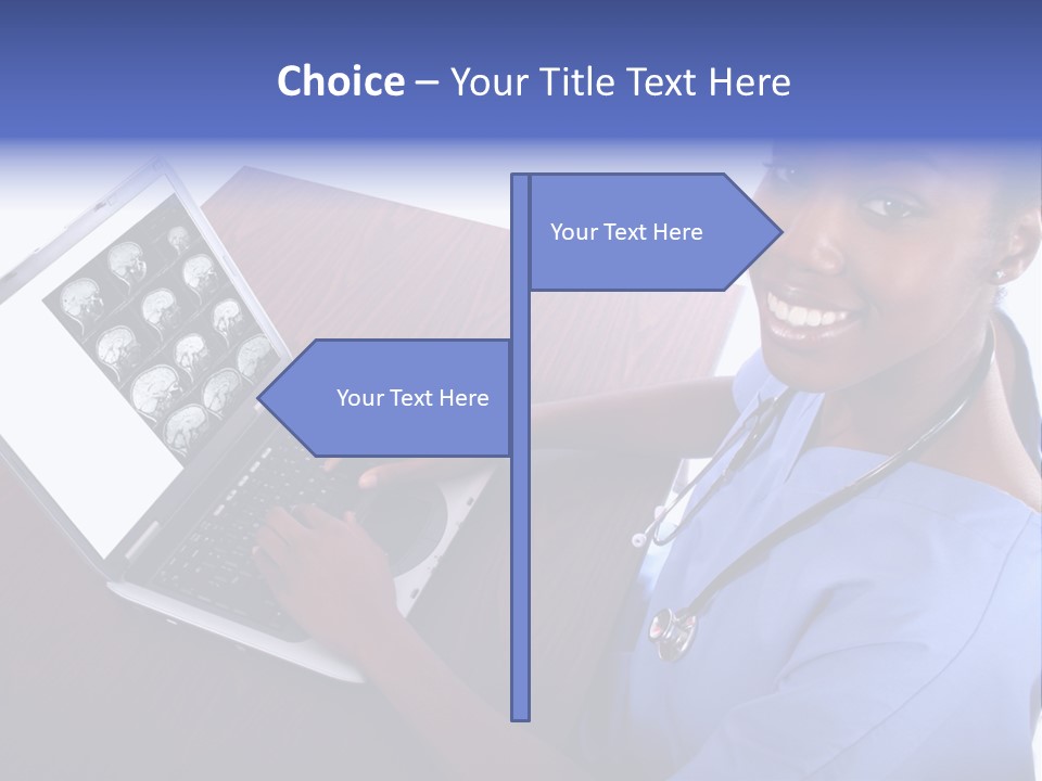 Nurse At Computer - African American PowerPoint Template