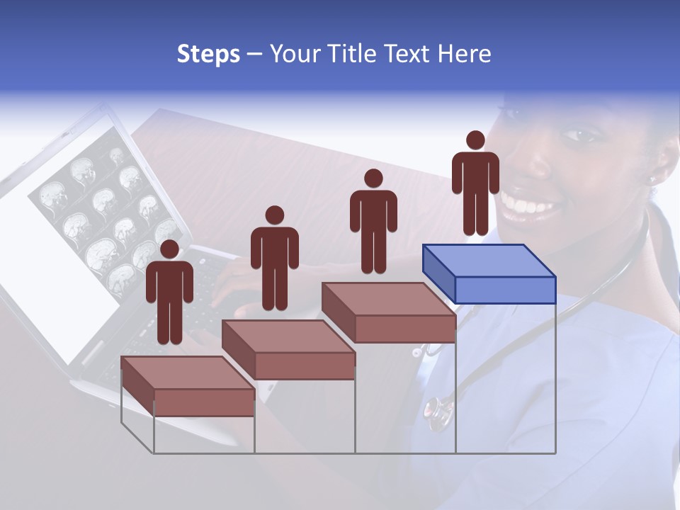 Nurse At Computer - African American PowerPoint Template