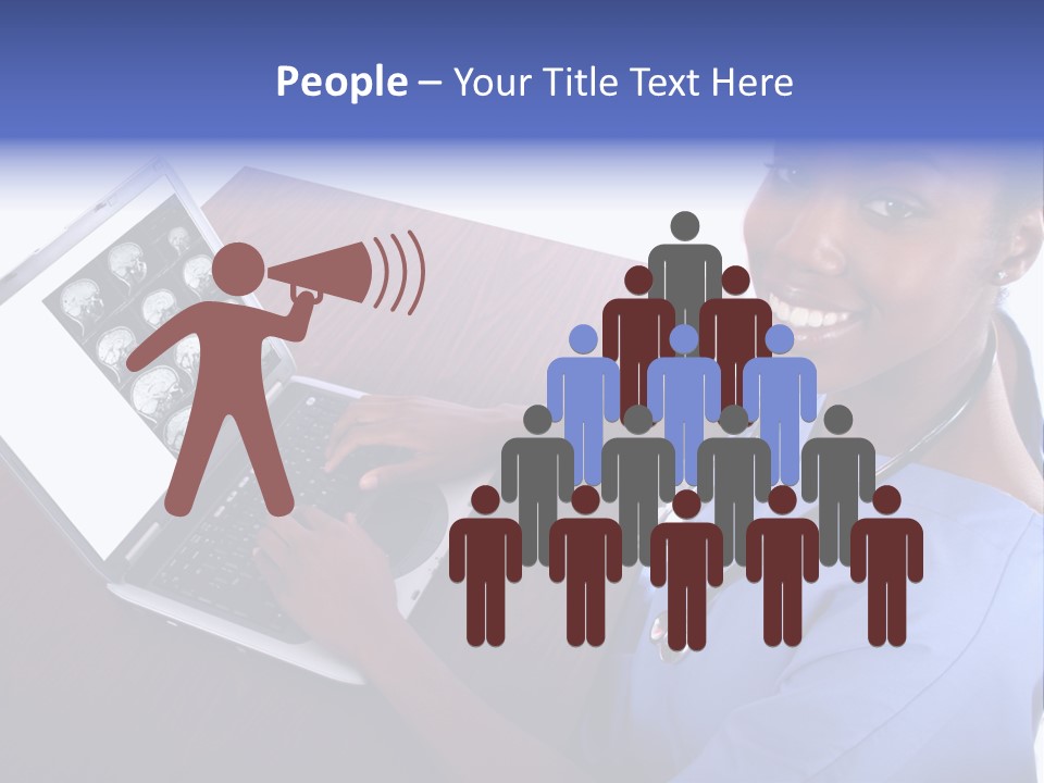 Nurse At Computer - African American PowerPoint Template