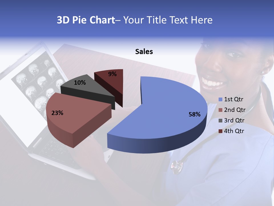 Nurse At Computer - African American PowerPoint Template