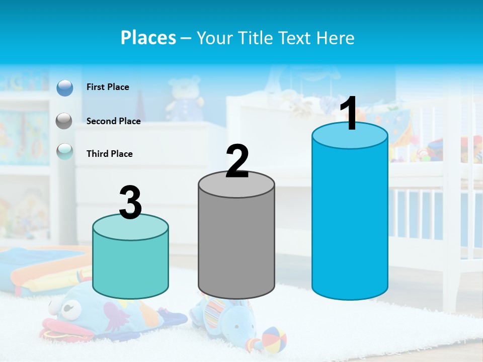 Crib And Soft Baby Toys At Children's Room. Toys Are Officially Property Released. PowerPoint Template