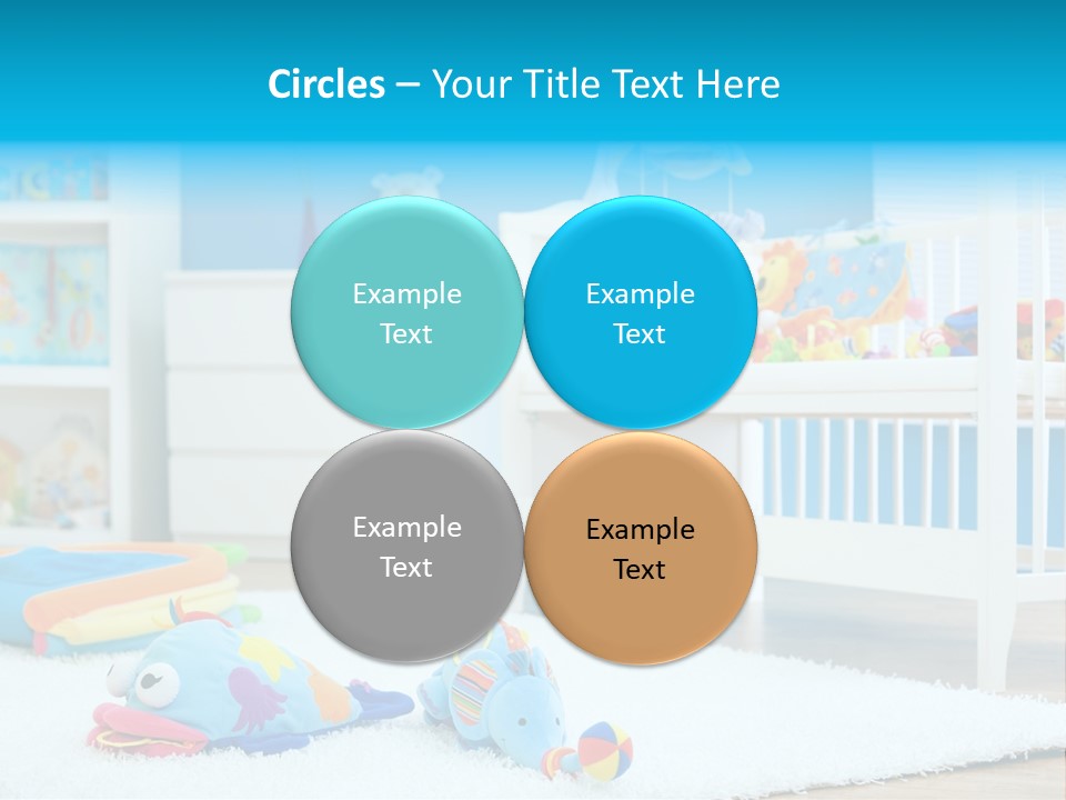 Crib And Soft Baby Toys At Children's Room. Toys Are Officially Property Released. PowerPoint Template