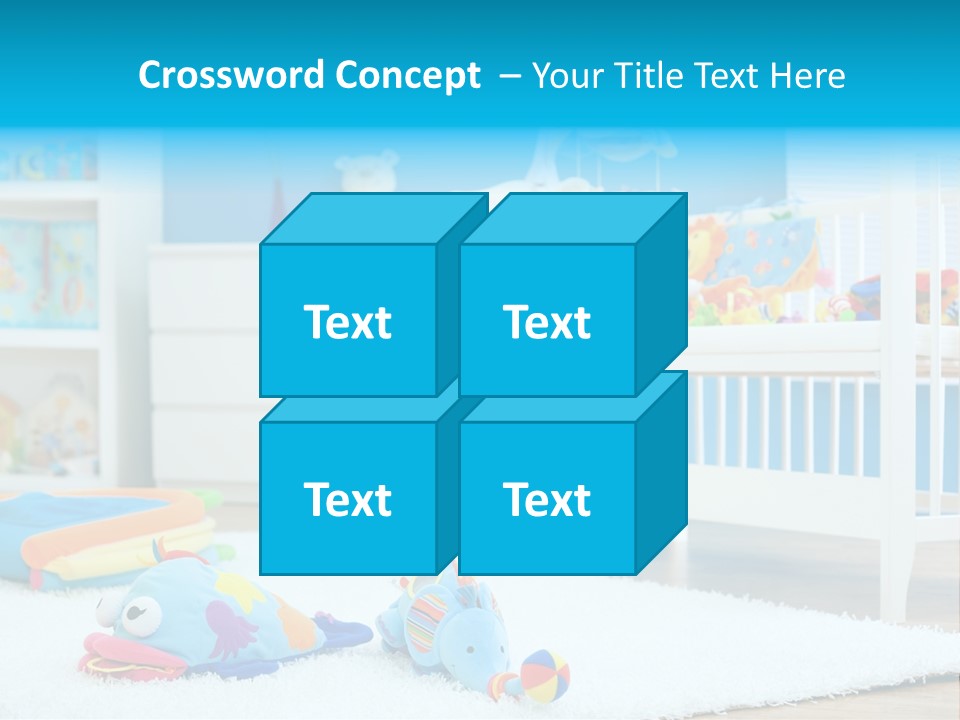 Crib And Soft Baby Toys At Children's Room. Toys Are Officially Property Released. PowerPoint Template