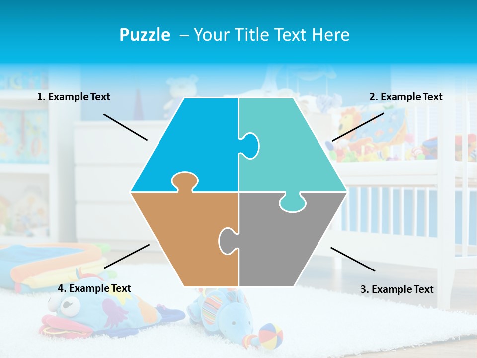 Crib And Soft Baby Toys At Children's Room. Toys Are Officially Property Released. PowerPoint Template