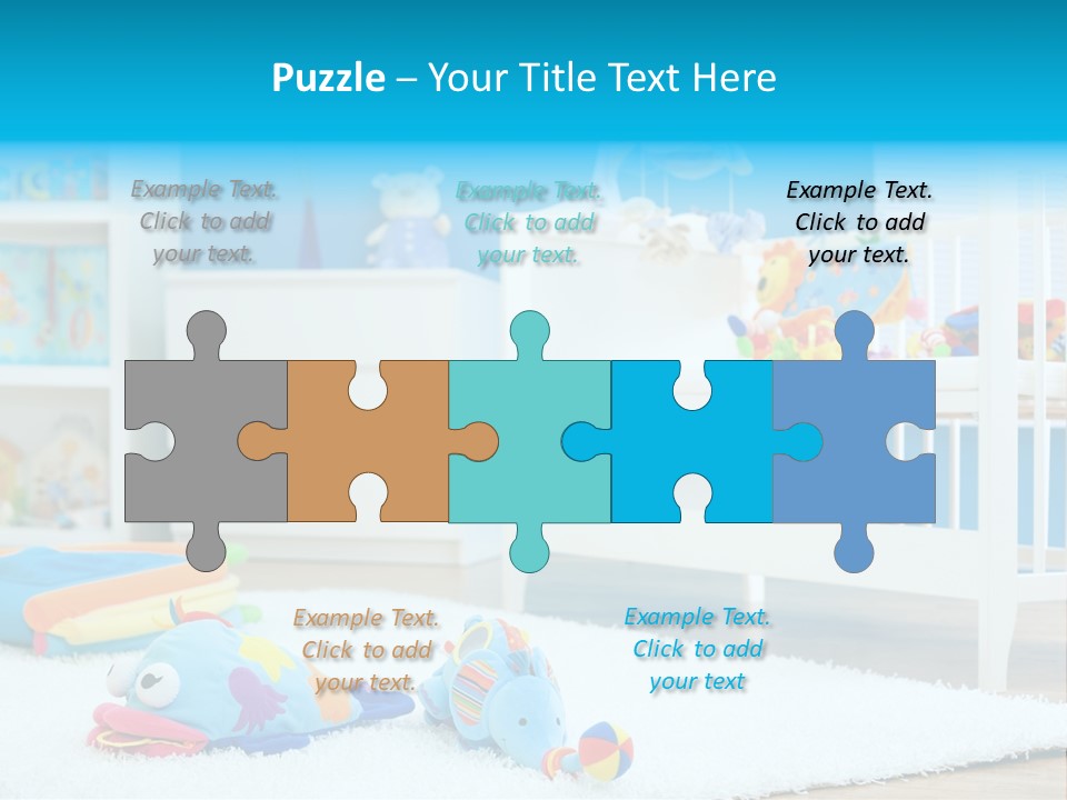 Crib And Soft Baby Toys At Children's Room. Toys Are Officially Property Released. PowerPoint Template