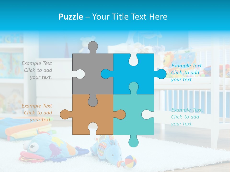 Crib And Soft Baby Toys At Children's Room. Toys Are Officially Property Released. PowerPoint Template