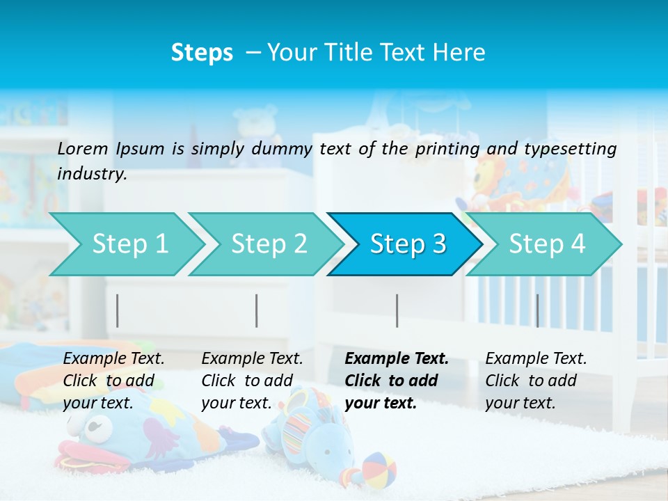 Crib And Soft Baby Toys At Children's Room. Toys Are Officially Property Released. PowerPoint Template