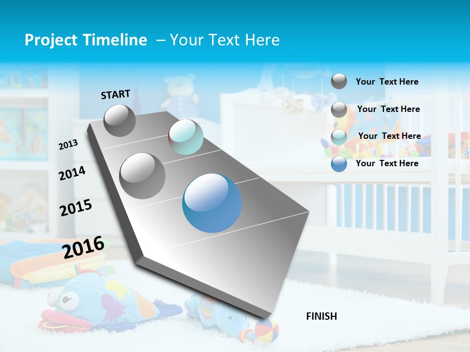 Crib And Soft Baby Toys At Children's Room. Toys Are Officially Property Released. PowerPoint Template