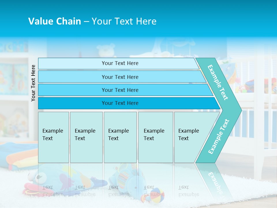 Crib And Soft Baby Toys At Children's Room. Toys Are Officially Property Released. PowerPoint Template