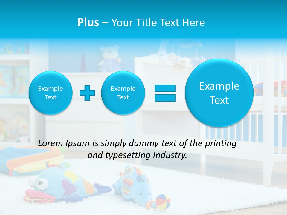 Crib And Soft Baby Toys At Children's Room. Toys Are Officially Property Released. PowerPoint Template