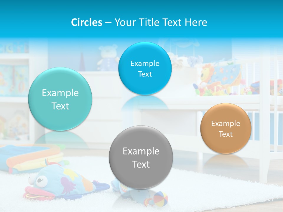 Crib And Soft Baby Toys At Children's Room. Toys Are Officially Property Released. PowerPoint Template