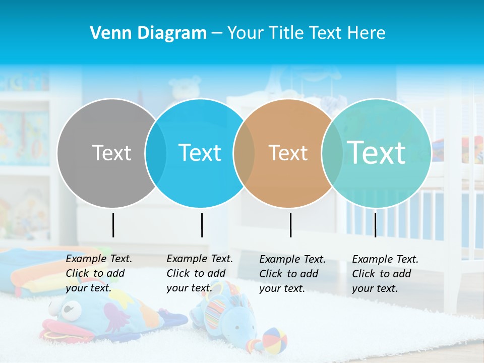 Crib And Soft Baby Toys At Children's Room. Toys Are Officially Property Released. PowerPoint Template