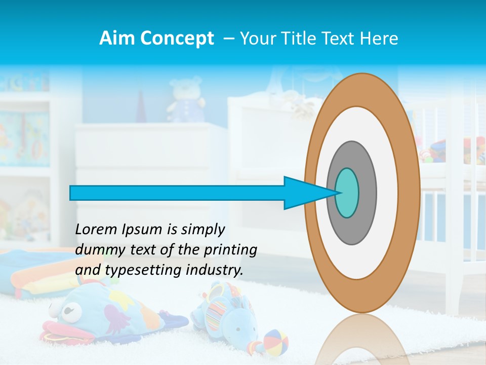 Crib And Soft Baby Toys At Children's Room. Toys Are Officially Property Released. PowerPoint Template