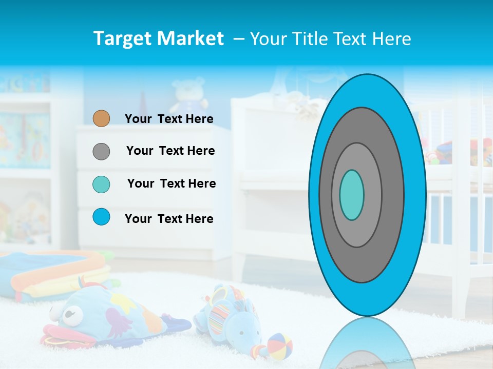 Crib And Soft Baby Toys At Children's Room. Toys Are Officially Property Released. PowerPoint Template