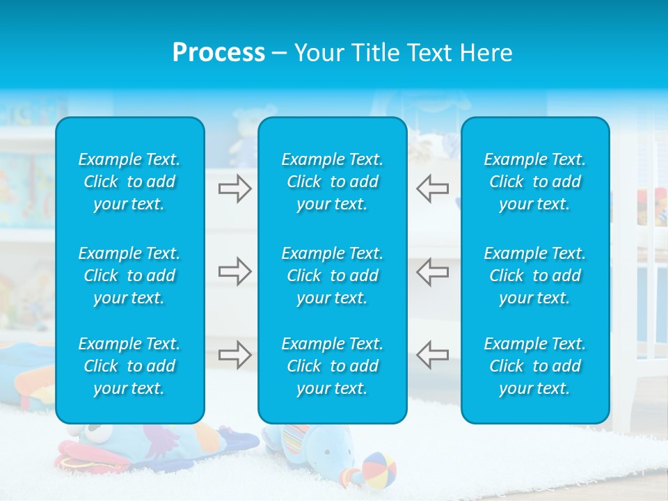 Crib And Soft Baby Toys At Children's Room. Toys Are Officially Property Released. PowerPoint Template