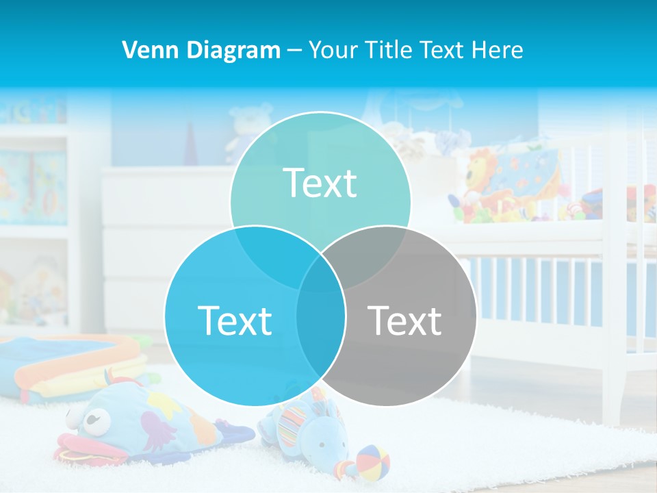 Crib And Soft Baby Toys At Children's Room. Toys Are Officially Property Released. PowerPoint Template