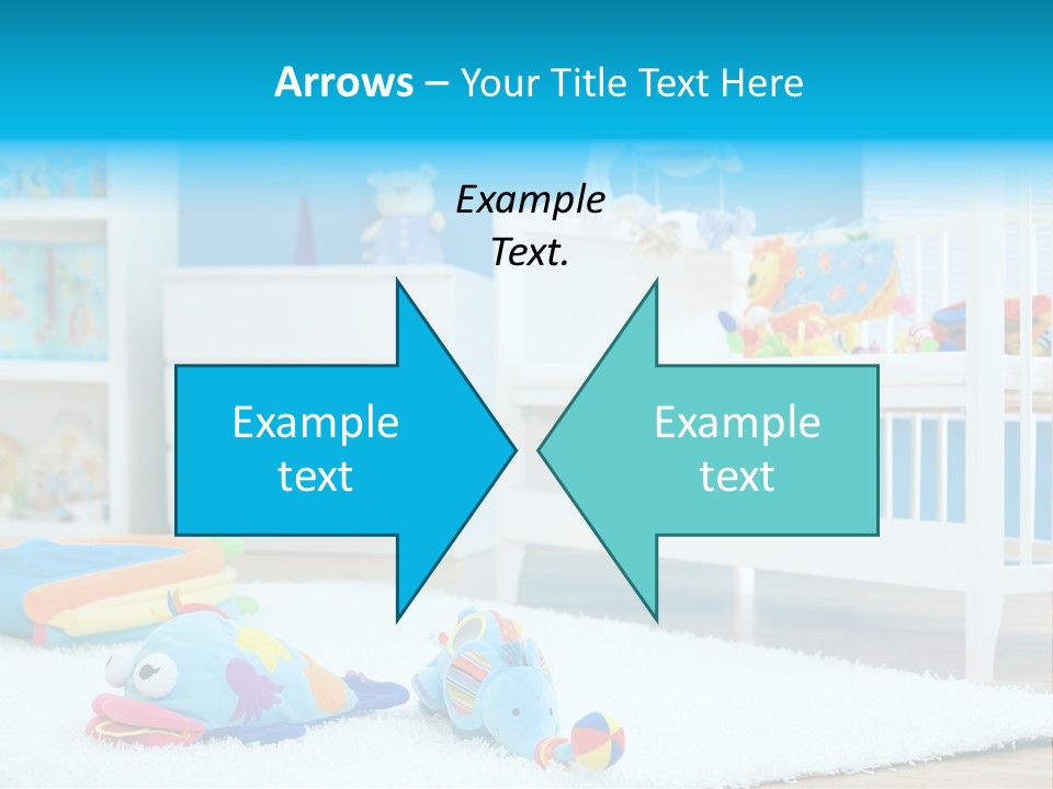 Crib And Soft Baby Toys At Children's Room. Toys Are Officially Property Released. PowerPoint Template