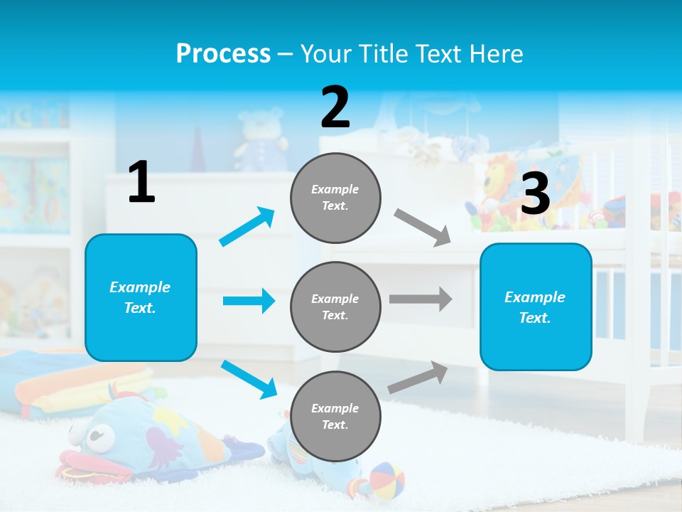 Crib And Soft Baby Toys At Children's Room. Toys Are Officially Property Released. PowerPoint Template