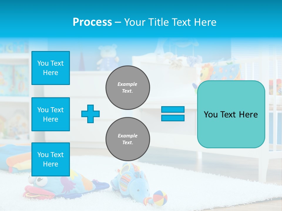 Crib And Soft Baby Toys At Children's Room. Toys Are Officially Property Released. PowerPoint Template