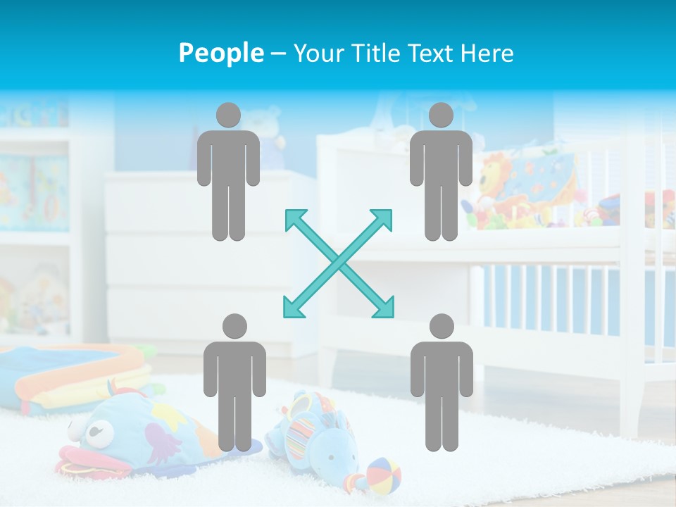 Crib And Soft Baby Toys At Children's Room. Toys Are Officially Property Released. PowerPoint Template